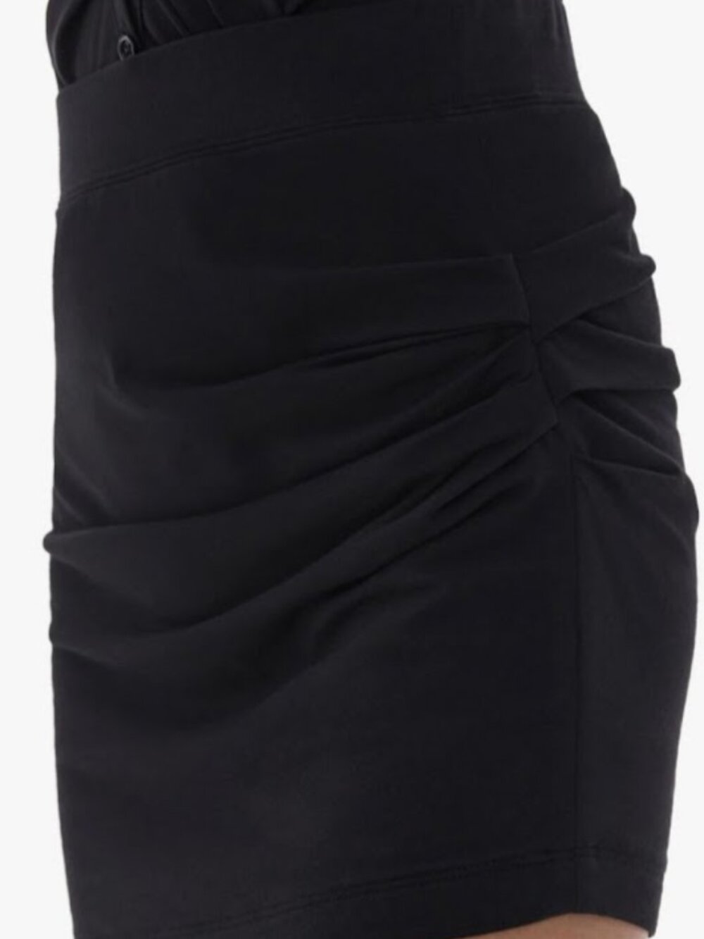 Helmut Lang Black Ruched Mini Skirt – Asymmetrical Hem – Small